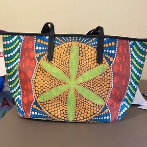 ORYANY Dot-Print Tote Bag with Green Starburst Accent